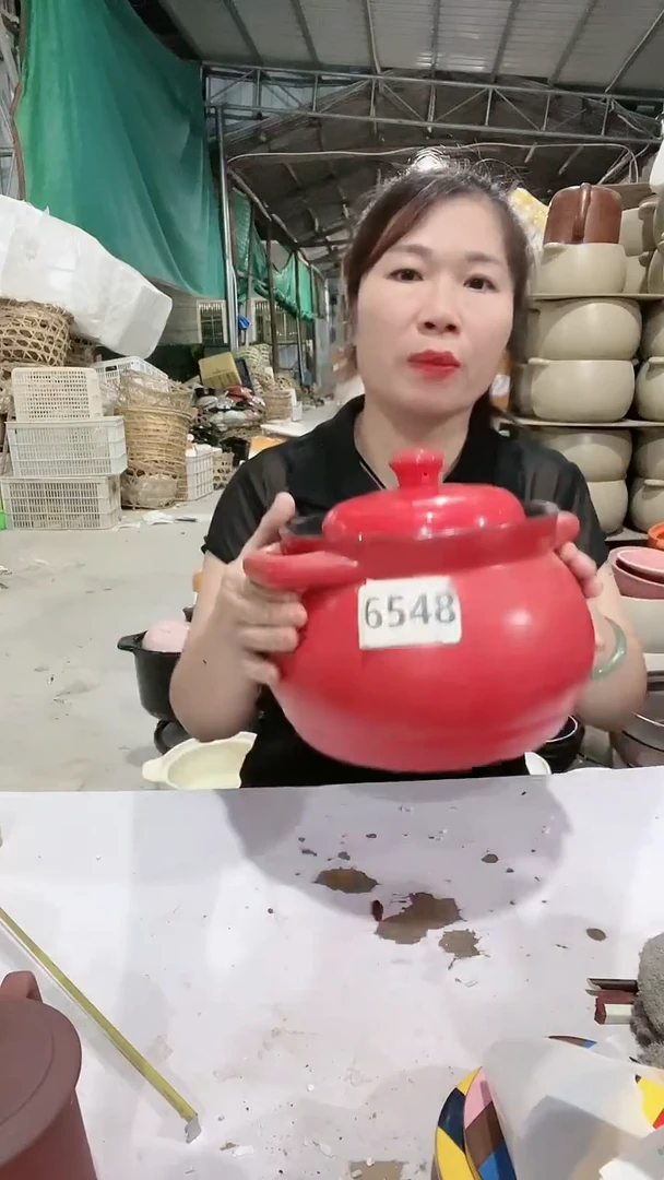 【闪购商品】6548瑕疵红色大肚锅,