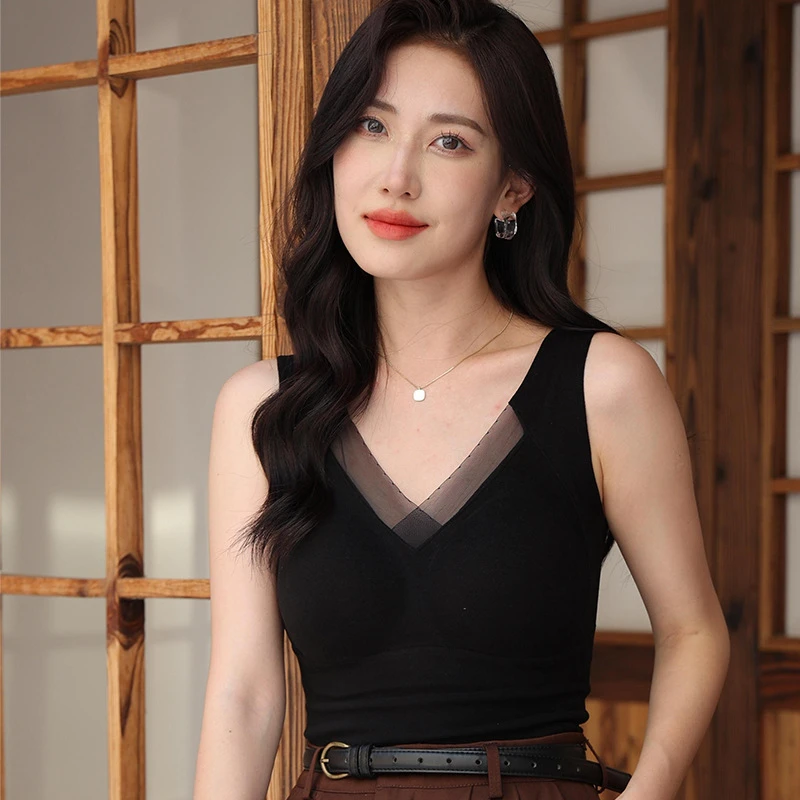 秋冬款石墨烯保暖背心内衣女士免穿文胸固定杯打底上衣修身遮副乳