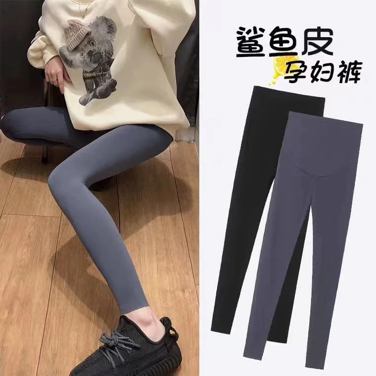 孕妇鲨鱼裤春秋冬夏季薄款外穿裤高弹瑜伽打底裤休闲宽松孕妇装