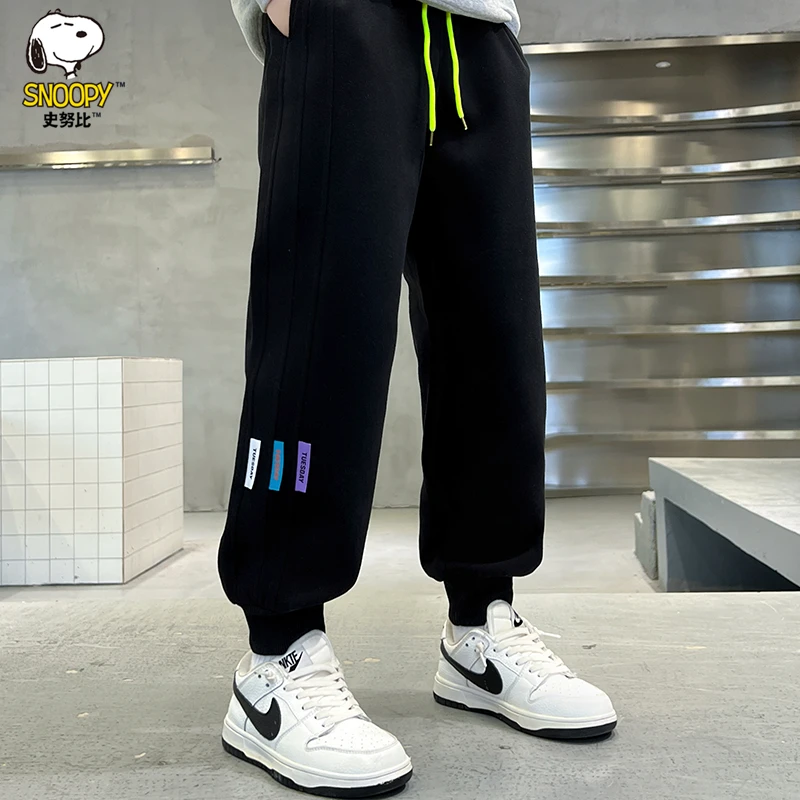 史努比男童裤子春秋装2025新款洋气男孩运动裤卫裤中大童休闲长裤