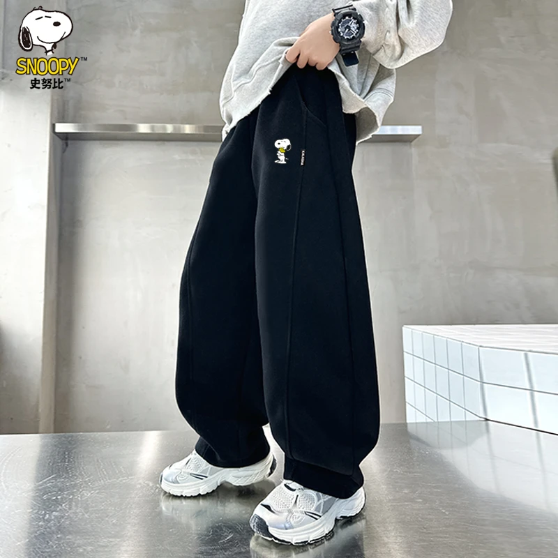 史努比男童裤子秋冬款2025新款儿童休闲裤中大童运动裤男孩卫裤潮