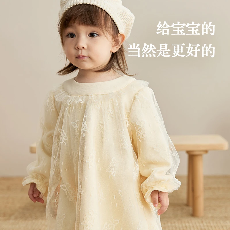 modomoma女童连衣裙秋季女宝宝公主裙子小女孩周岁礼服洋气网纱裙