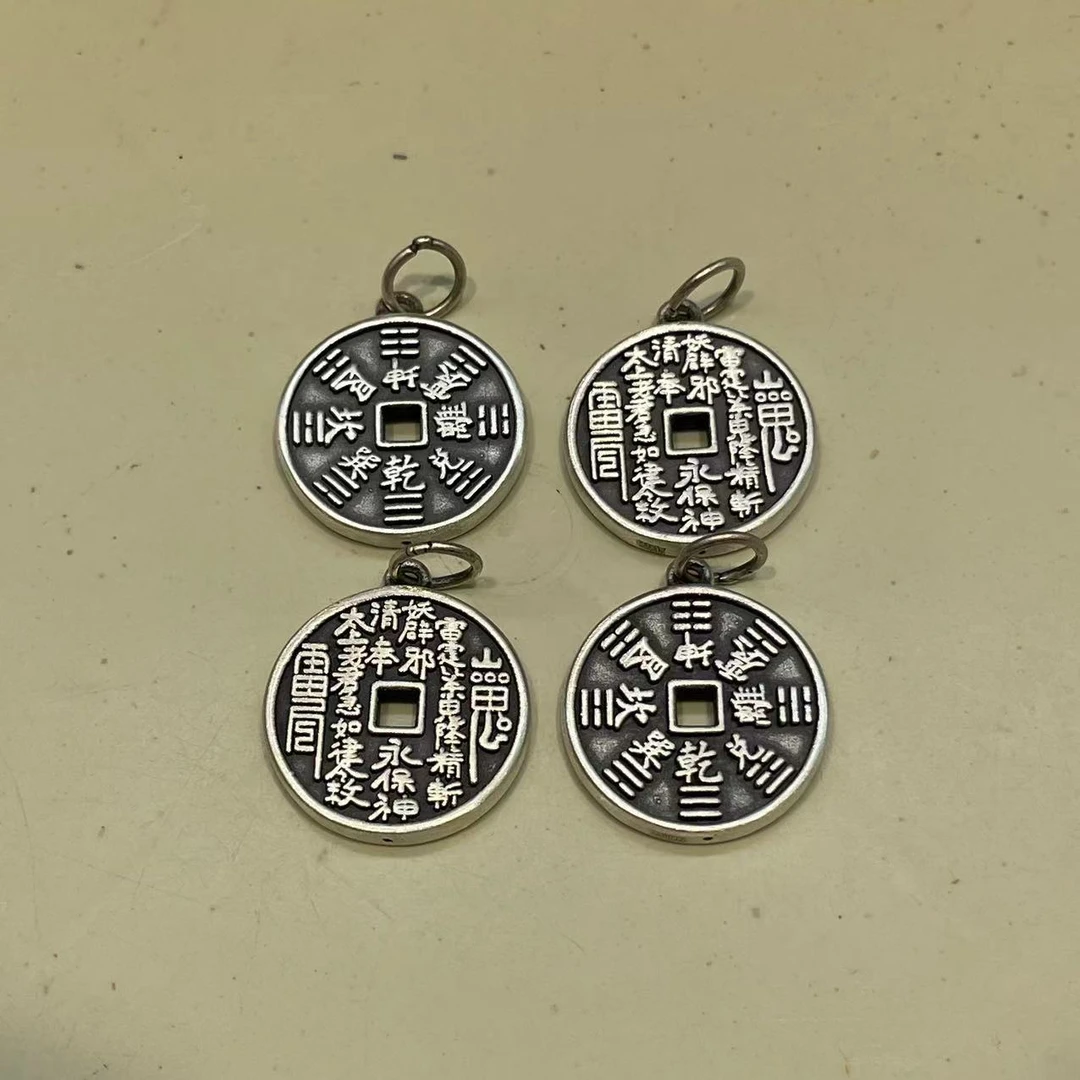 吊坠足银 吊坠足银【满19包邮】山鬼花钱diy手工配件材料复古做旧