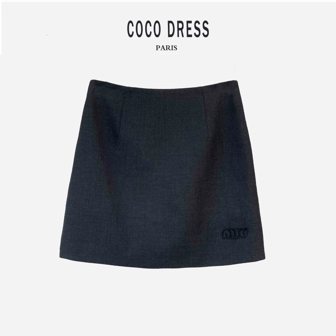 早春精纺羊毛西装气质高腰百搭纯色休闲半身裙