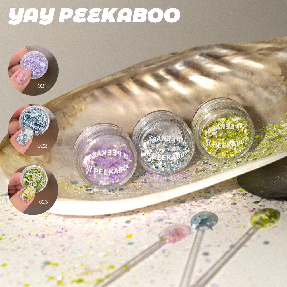 YAYPEEKABOO皮卡布原创亮片美甲闪粉超薄清透感爆闪达人推荐ins风