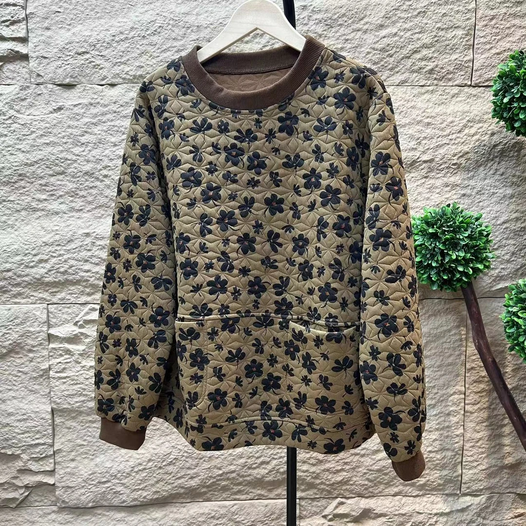 6428新款春秋休闲百搭气质减龄长袖卫衣T恤