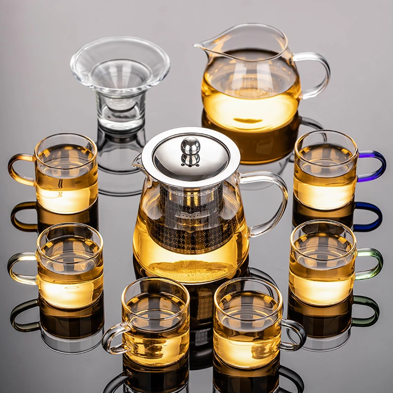 泥徒玻璃茶具套装家用功夫茶杯透明专用客厅办公室会客泡茶壶