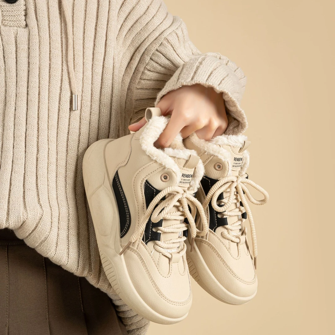 2024冬季保暖百搭中帮加绒冬季女棉鞋B42