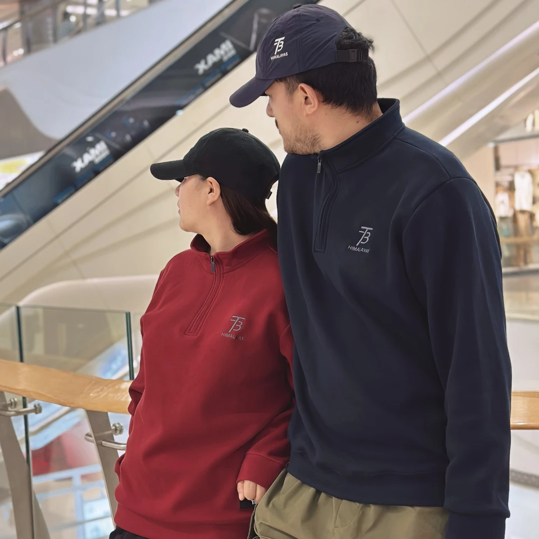 TB 情侣套头半拉链卫衣休闲【官网正品】