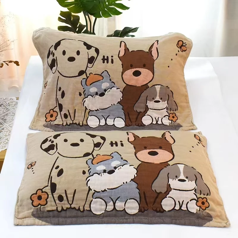 【枕套棉枕枕头巾枕巾家用一对】水洗棉纯棉透气柔软可爱