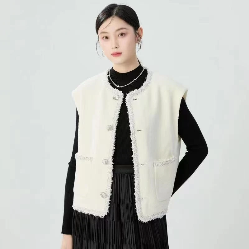 【商场同款】秋冬季百搭精致圆领宽松小香风马甲短外套女1400791