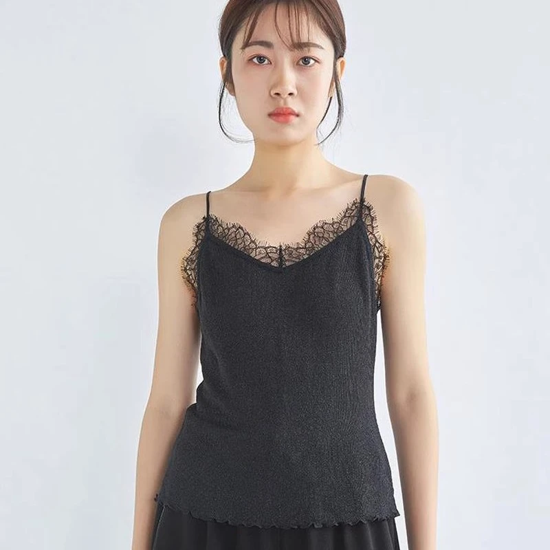 【商场同款】春夏性感V领蕾丝边亮丝吊带背心女5300516-4203211-001