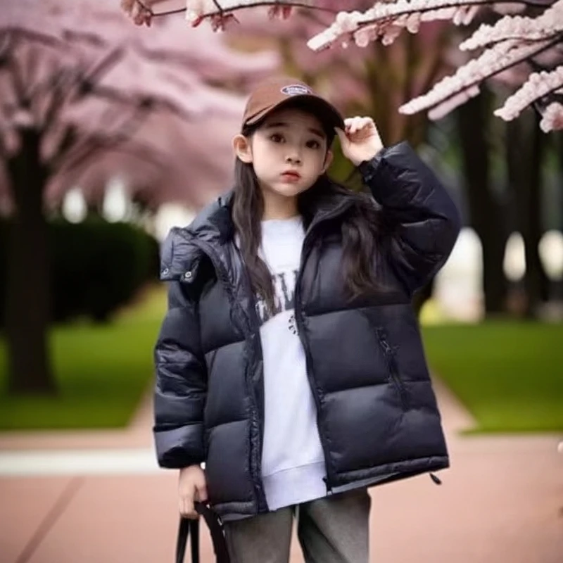 新款儿童黑金保暖棉服2024款儿童外套中大儿童连帽服外套加厚棉服