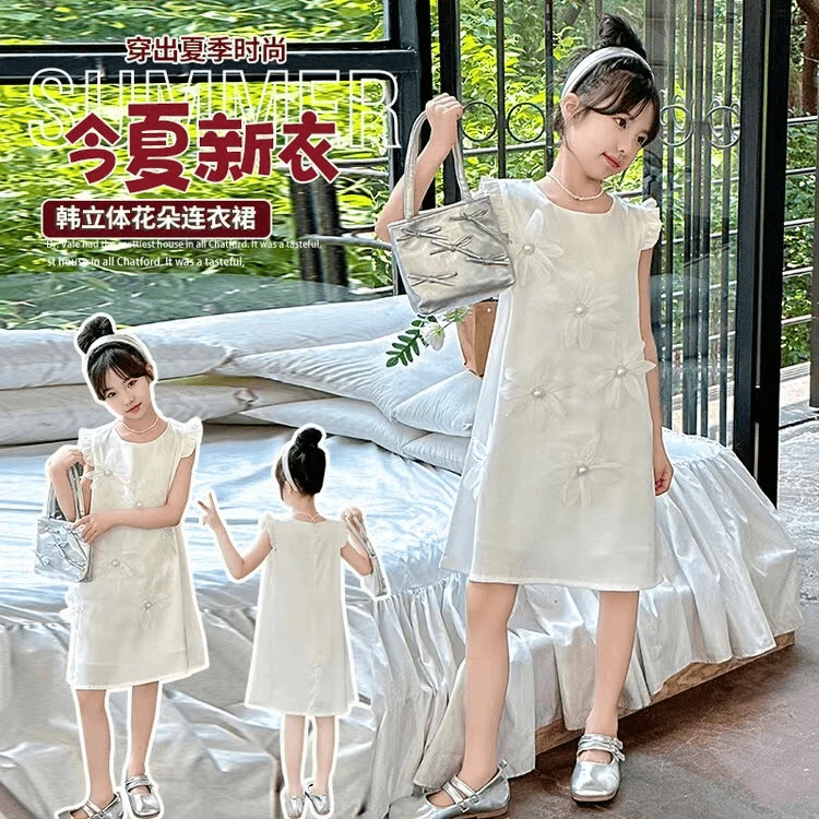女童连衣裙夏装2025新款洋气儿童夏季女孩无袖裙子时髦背心公主裙