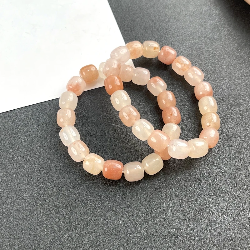 天然金丝玉素圈少女粉色桃花酿老型珠渐变色手链（多样性发货）