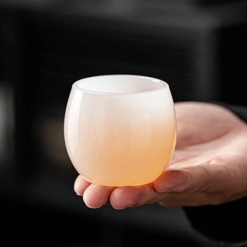 主人杯琉璃白玉瓷龙蛋主人杯加厚防烫耐摔家用办公室高档手工茶杯