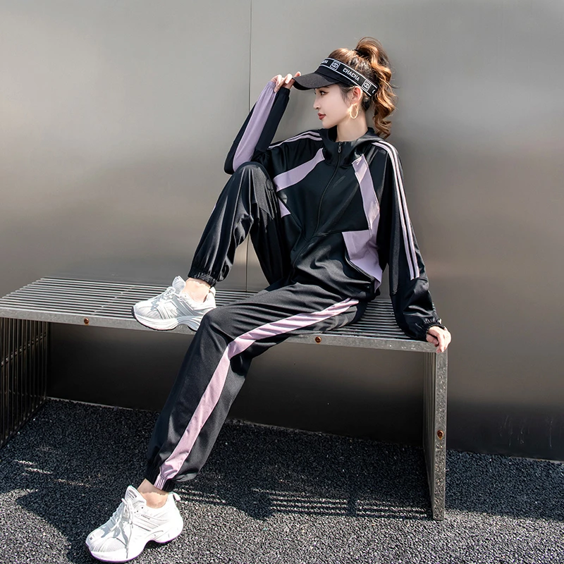 运动服套装女休闲速干衣瑜伽服套装女士健身专用跑步套装女晨跑服