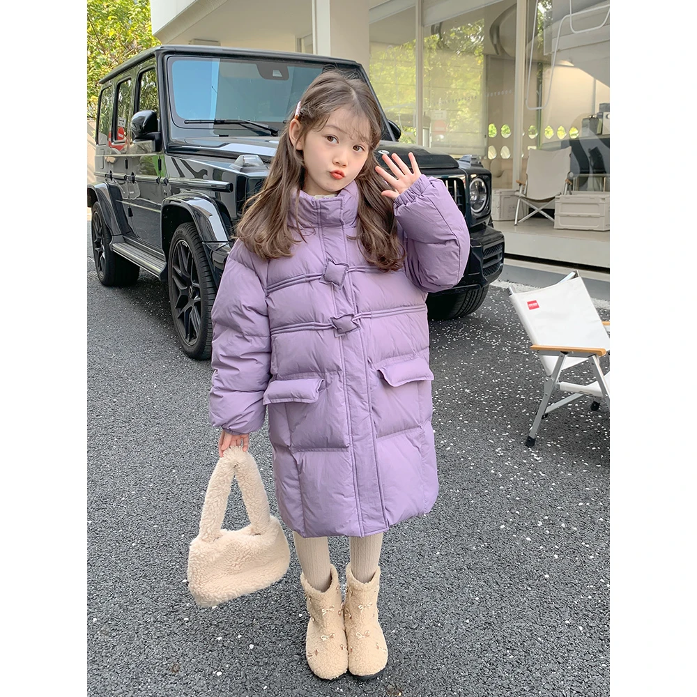 巴拉巴拉恩女童羽绒服2023新款冬装中长款90白鸭绒加厚洋气杜邦三