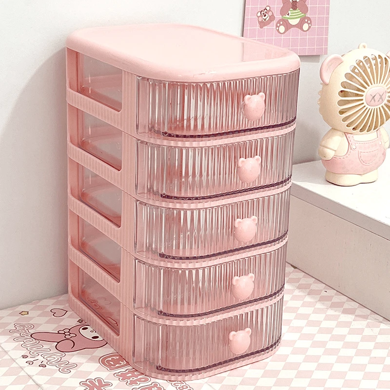 桌面收纳盒抽屉式首饰多功能发夹头饰整理盒口红化妆品透明盒A709