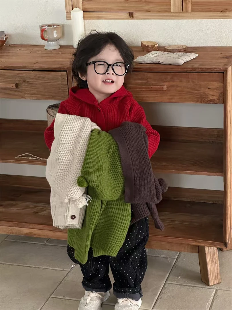 【伊品】春秋新款韩版童装宝宝洋气带帽针织小香风开衫宝宝潮范秋冬