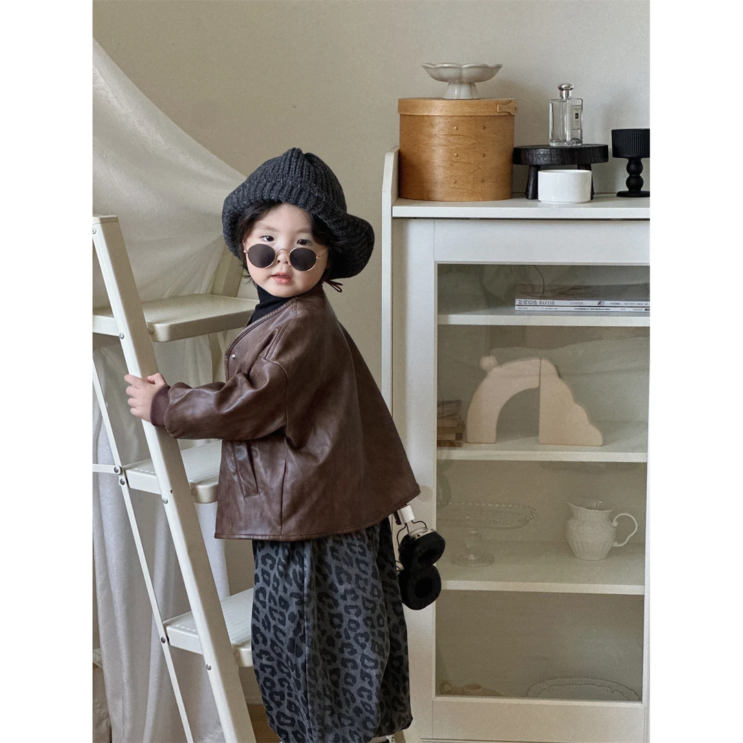 儿童外套宝宝秋装上衣男童洋气韩版童装2025秋季新款复古柔软皮衣