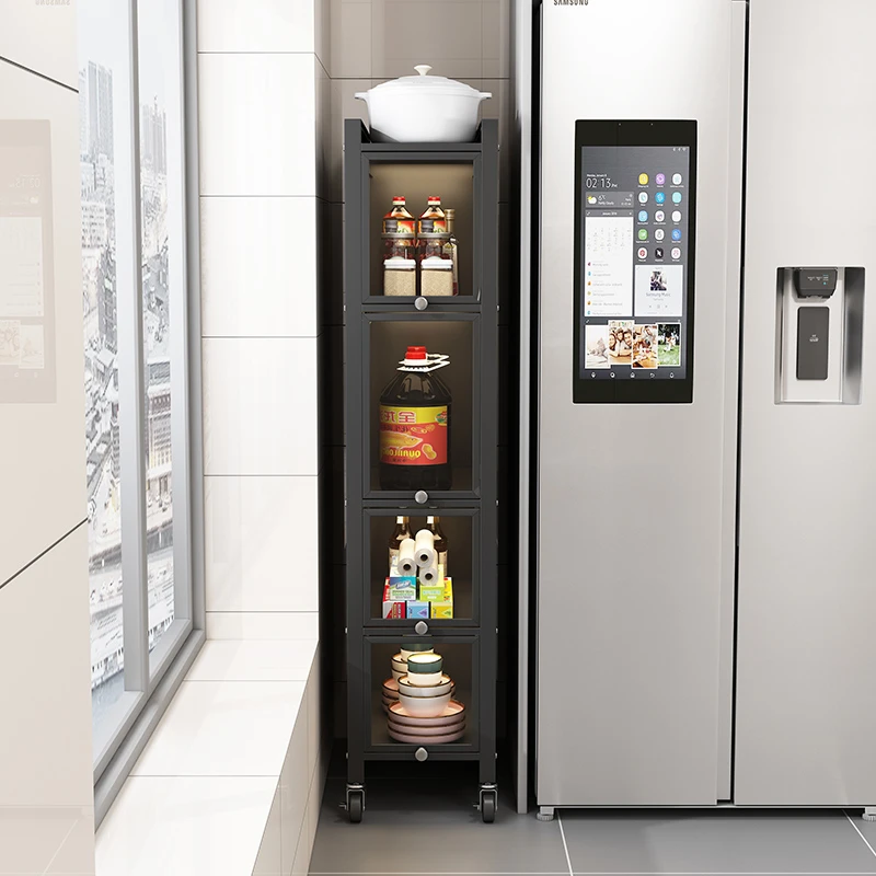 窄柜夹缝储物柜厨房落地家用冰箱移动收纳多功能夹缝收纳柜窄柜