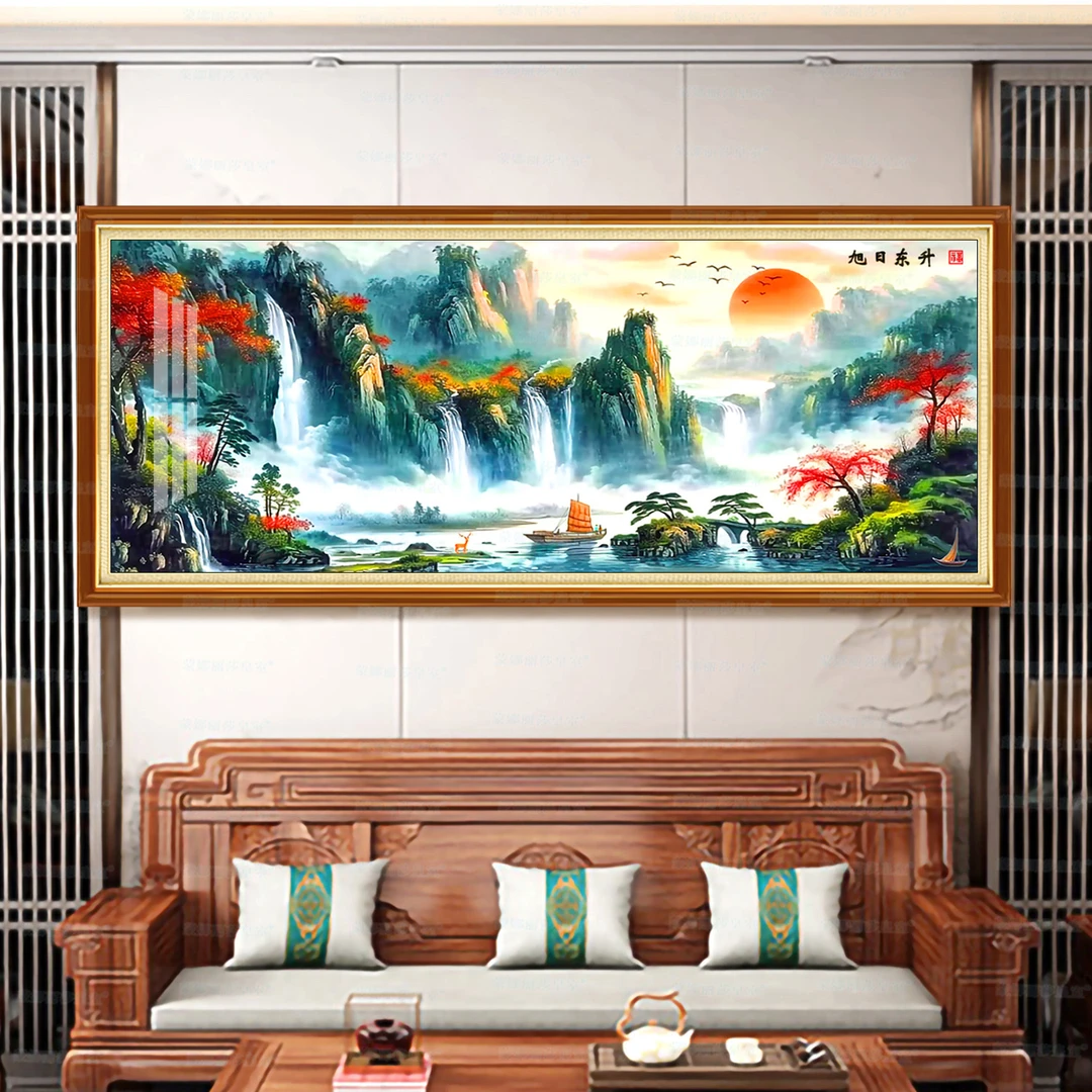 【进口棉布】蒙娜丽莎皇室十字绣旭日东升鸿运当头升级版中式手工绣