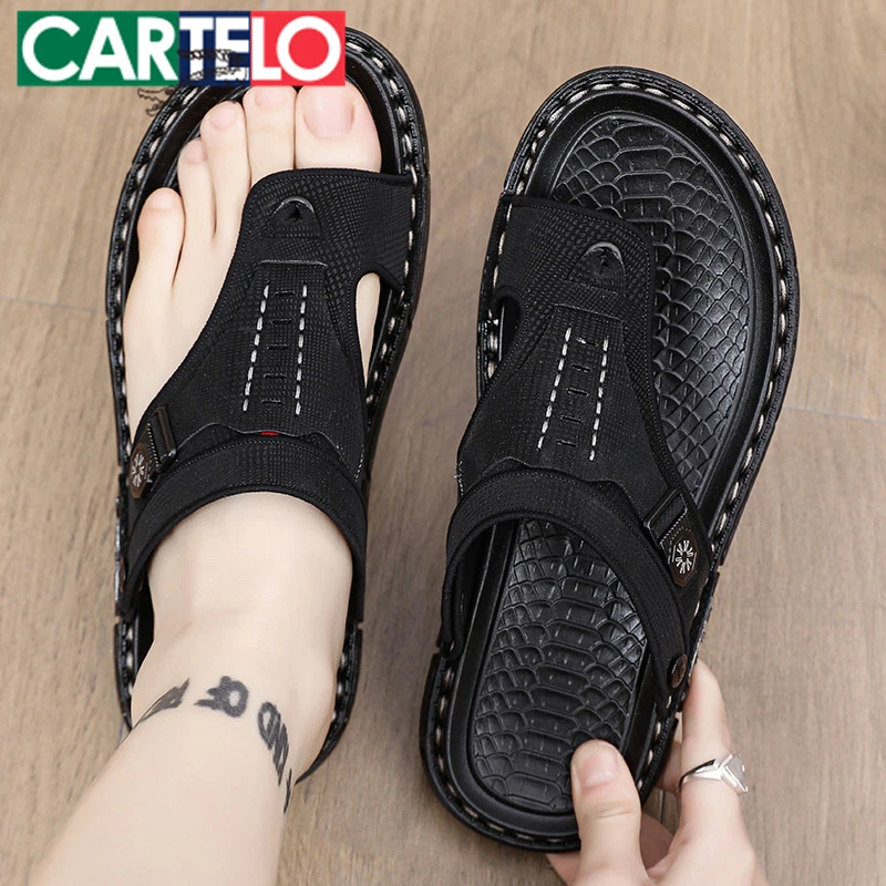 卡帝乐鳄鱼2025新款凉鞋男夏季外穿男凉拖室外两用开车人字拖鞋男