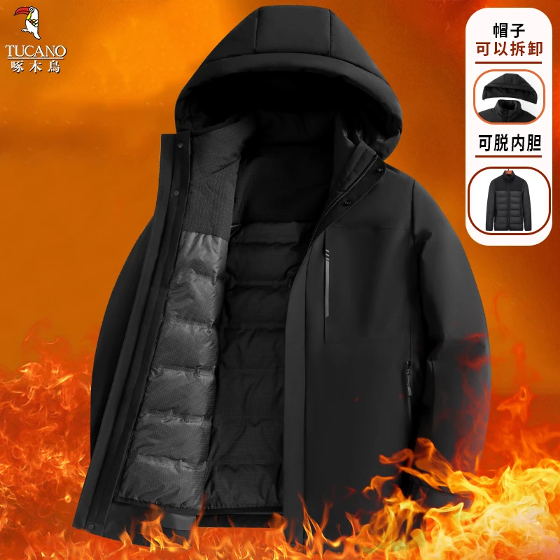 【可拆卸内胆鹅绒服】啄木鸟2024雅丹风保暖聚热鹅绒服外套