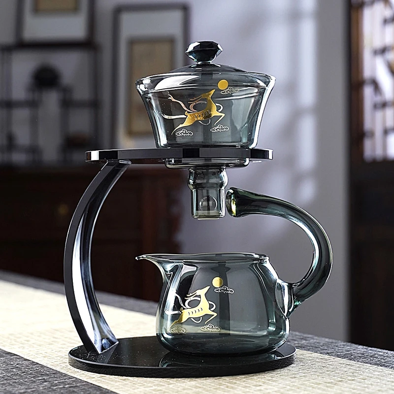 高档烟灰色耐高温玻璃专用过滤耐热高硼硅功夫茶具套装懒人泡茶器