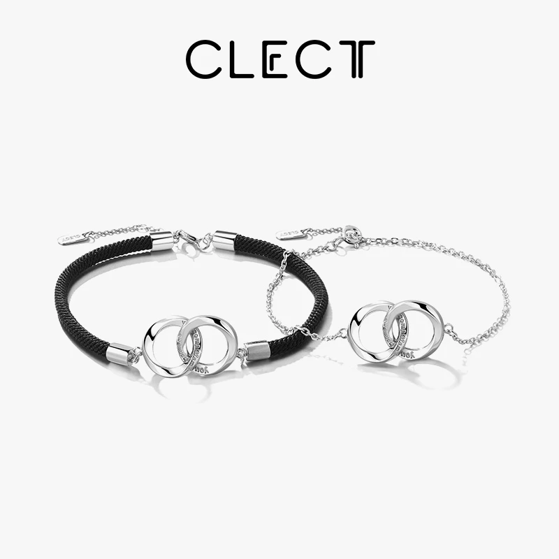 Clect 925银手链 【偏爱系列】莫比乌斯环情侣手链一对情侣款