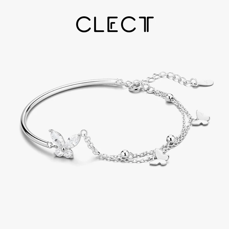 Clect 925银合成锆石手链 【钟于系列】蝴蝶手链女生2024年新款