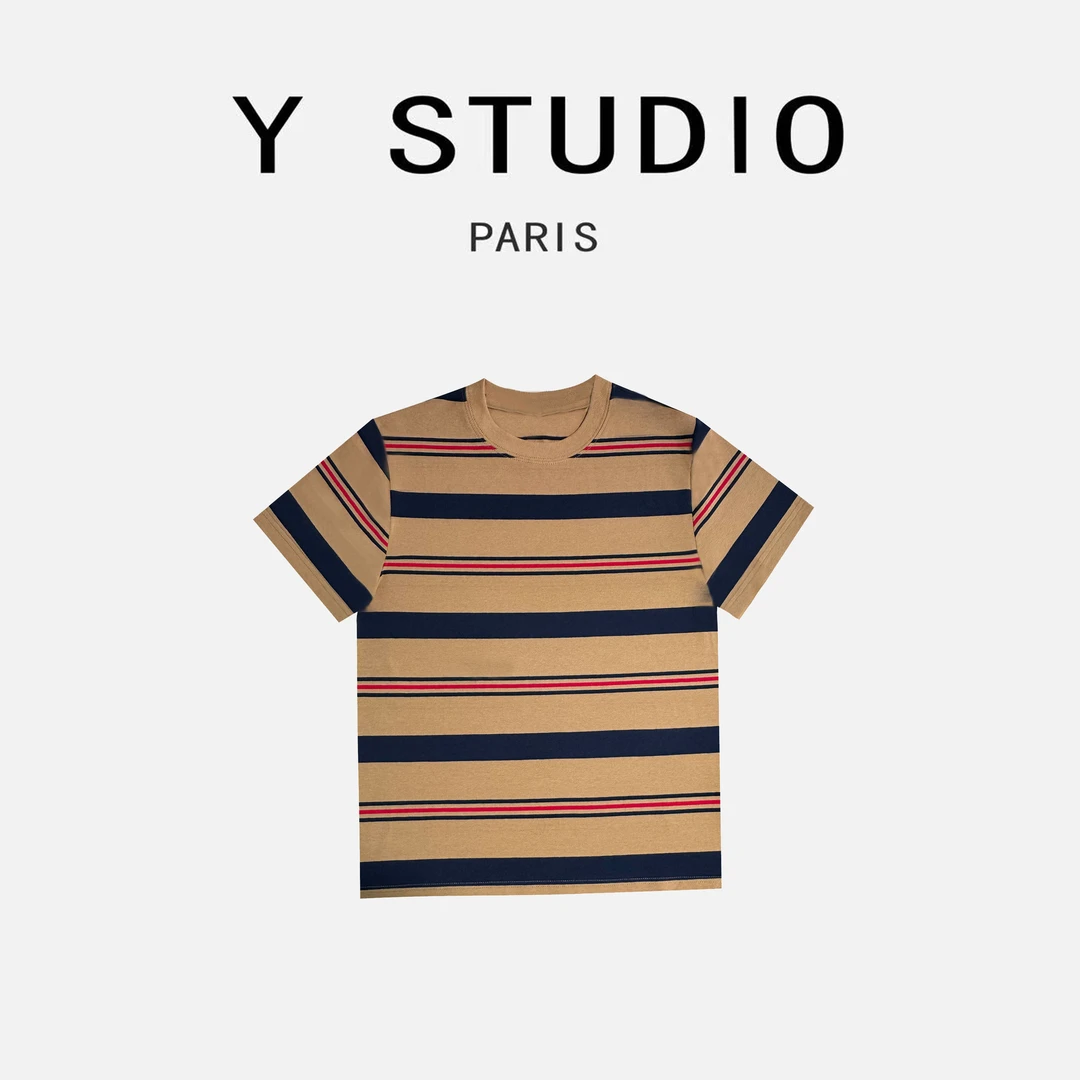 [大妮专属]【卡其条纹】百搭T恤潮流夏季圆领休闲经典撞色春夏时尚