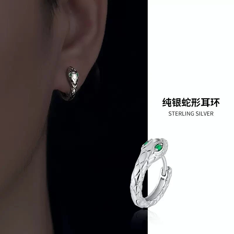 男士耳环男小众设计感痞帅男生高级感单只蛇头耳钉蛇形耳饰