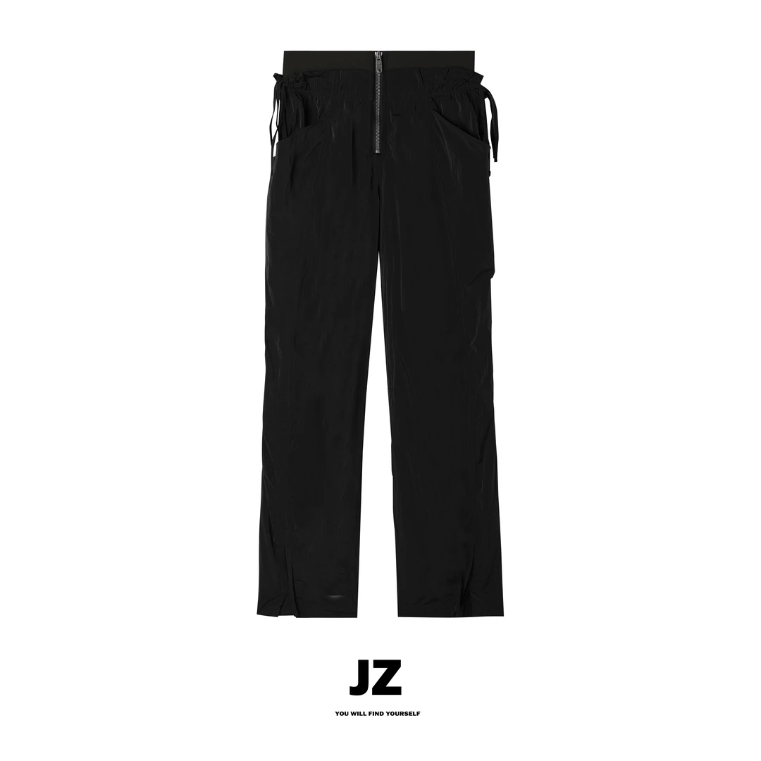 JZ SO MUCH【皮肤裤】休闲百搭直筒时尚设计绑绳阔腿长裤