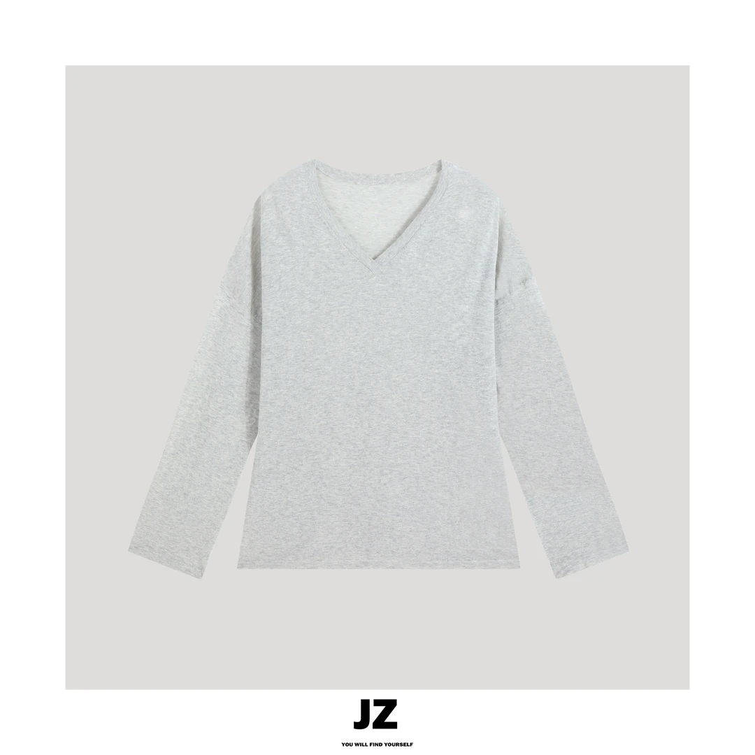 金子/JZ SO MUCH【棉麻松弛感毛衫】简约V领棉麻上衣