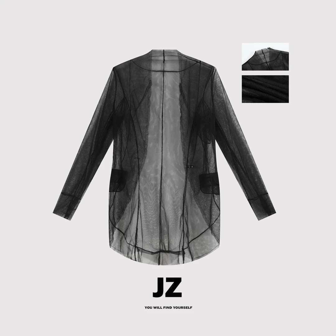 JZ SO MUCH【结构感披肩】简约时尚透视感网纱上衣