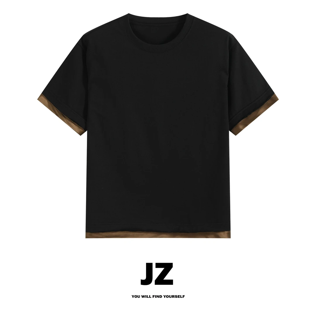 JINZI SOMUCH【mm双色T恤】圆领简约双色百搭休闲天丝棉T