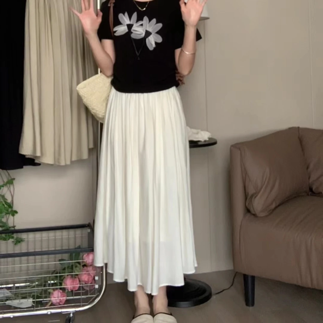 【阿凯自制】HF 6816 半松紧腰褶皱宽松显瘦a版半身裙