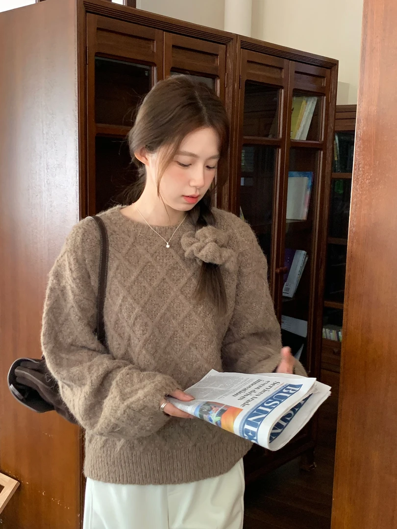 3096  韩版温柔风圆领毛衣（衣长64）  vvs  12.6