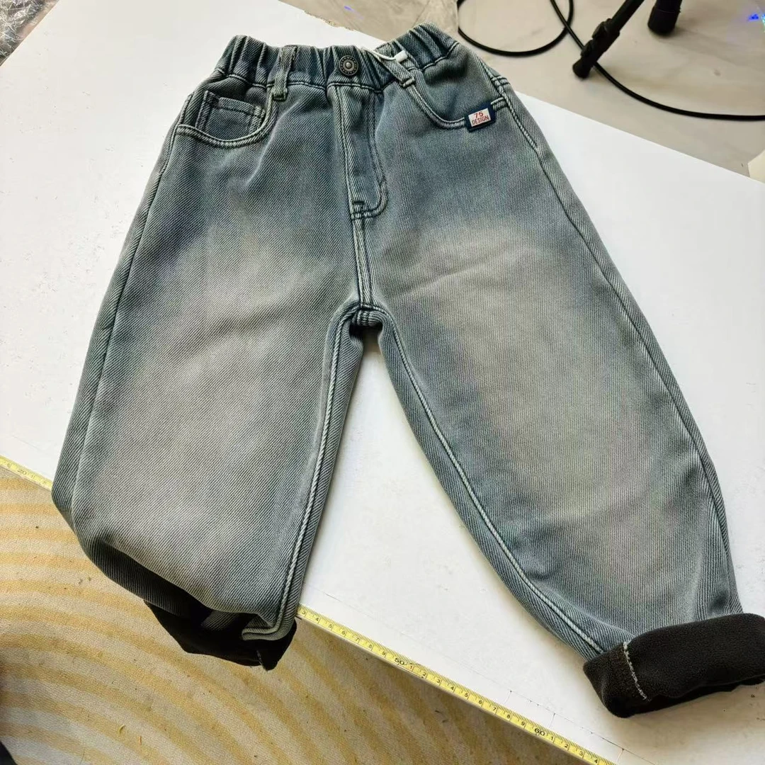 （19845）秋冬款儿童时尚加绒牛仔裤