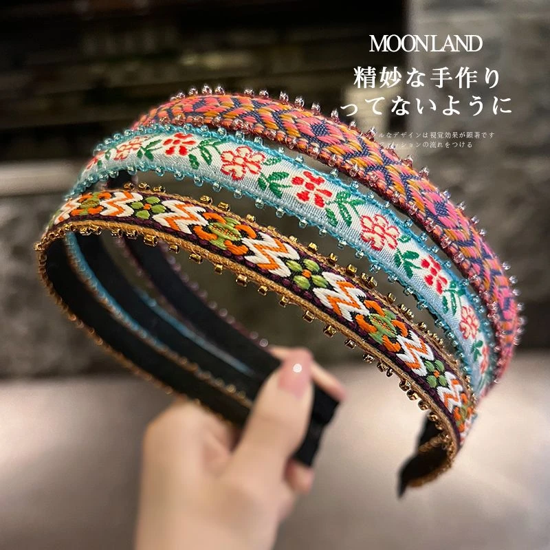 2025年新款民族风刺绣发箍外出百搭发卡洋气时尚发捆洗脸头箍头饰