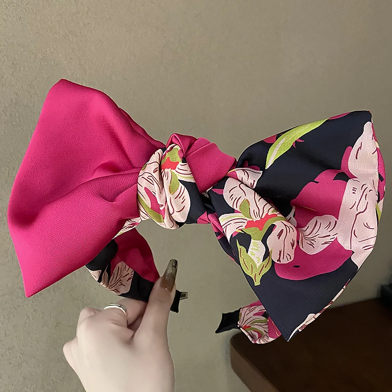 新中式洋气花朵超大蝴蝶结发箍女款夏季高颅顶显脸小头箍发捆发饰
