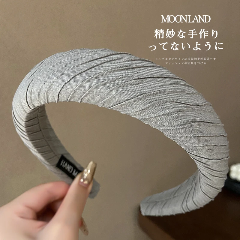 韩国美拉德色系褶皱海绵发箍女高级感温柔气质百搭显脸小头箍发饰