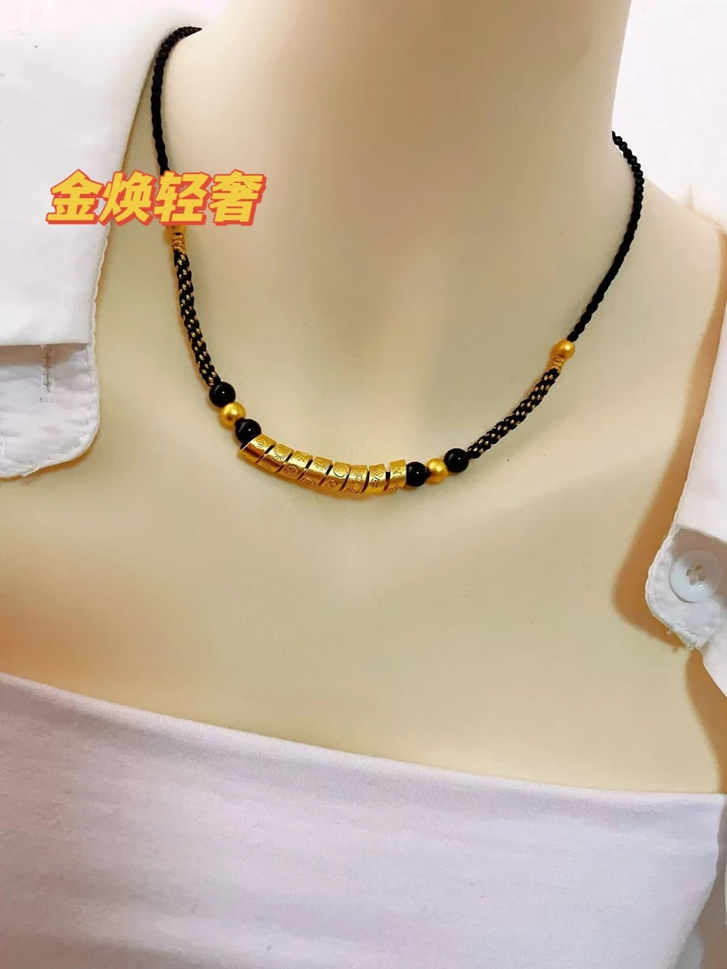 合金布艺项链 吉言卷卷复古手工锁骨项链手链个性百搭时尚轻奢