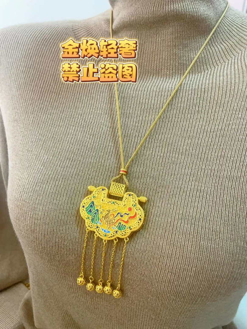 合金布艺项链 一鹿平安天子手工门生锁项链配饰轻奢吊坠毛衣链