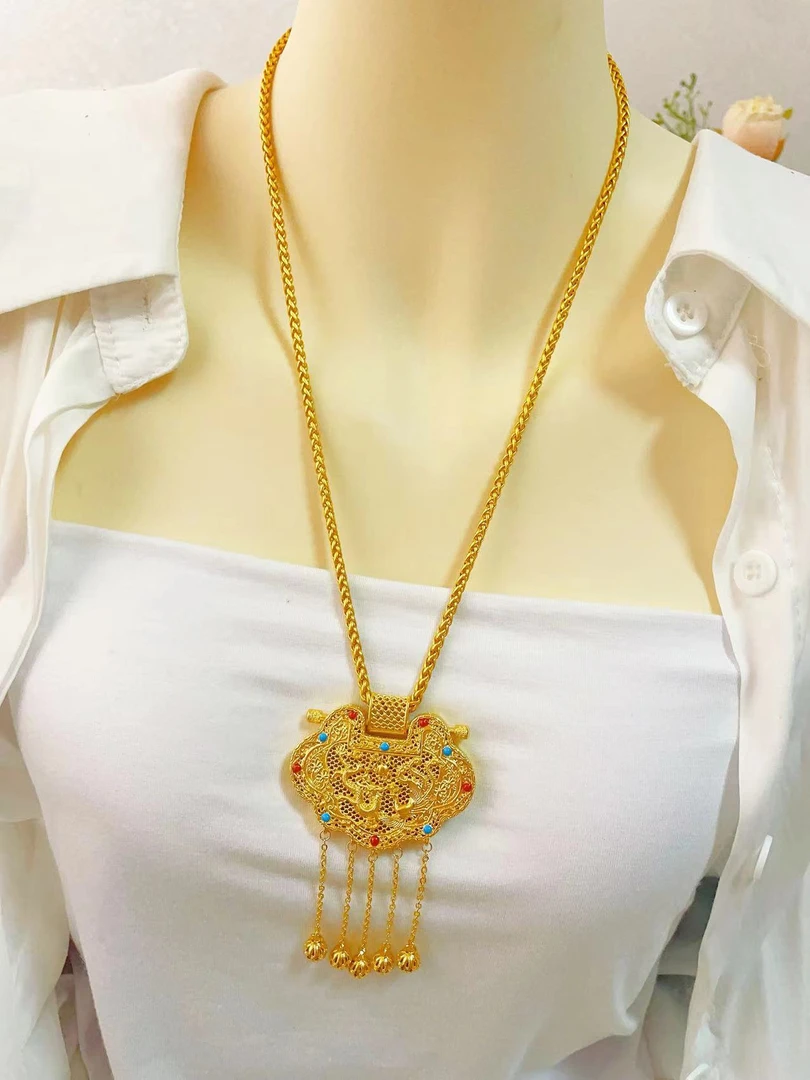 合金布艺项链 新款彩色天子门生项链毛衣链，国风系列锁包雅丹