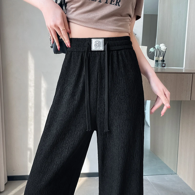 2024阔腿裤偶棉绒小个子时尚休闲高腰弹力百搭修身垂感秋冬新款潮