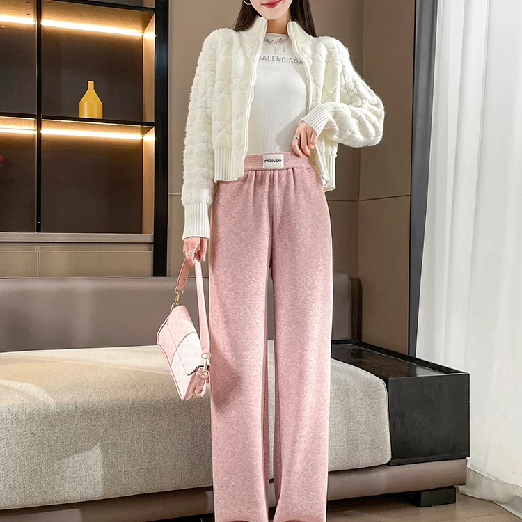 2024秋冬阔腿裤欧棉绒爆款修身百搭时尚高腰弹力新款新面料炸款潮