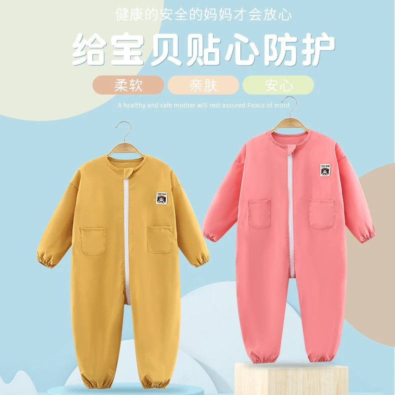 【连体罩衣】全身防水防脏儿童外穿爬行服宝宝一体式防水罩衣护衣